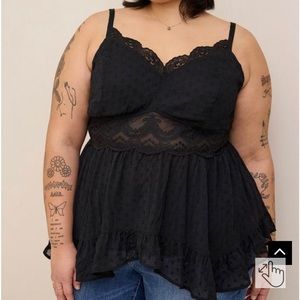 Torrid 4x Black Babydoll Tank with Lace